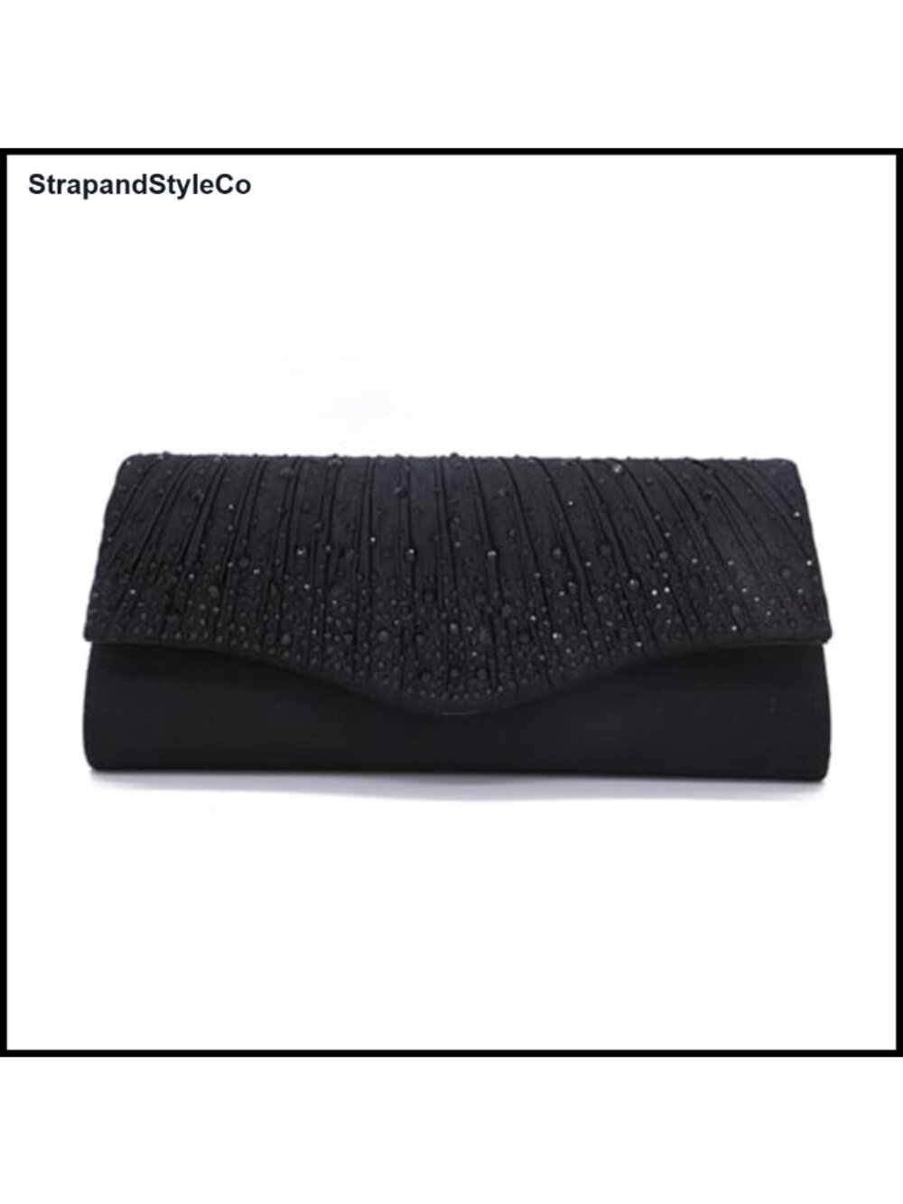 Rhinestone Envelope Clutch Evening Bag with Detachable Chain Strap